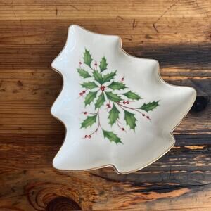 Lenox Dimension Collection Christmas Tree Dish-Holiday Candy Plate-Vintage Plate